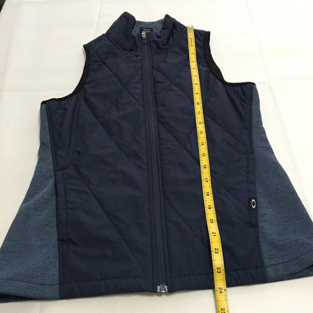 Oakley Quilted Puffer Vest Women XS Navy Blue Full Zip Mock Neck